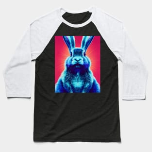 Blue rabbit on a pink background. Baseball T-Shirt